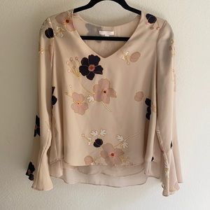 Lauren Conrad Bell-Sleeved, Lace-backed, Layered Blouse